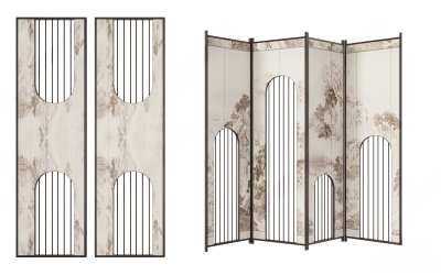 新中式屏风组合3D模型下载